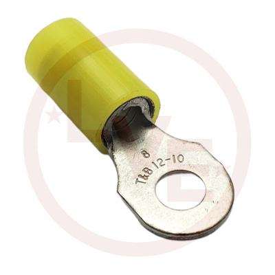 TERMINAL RING 12-10 AWG #8 STUD NYLON INSULATED YELLOW TIN PLATED