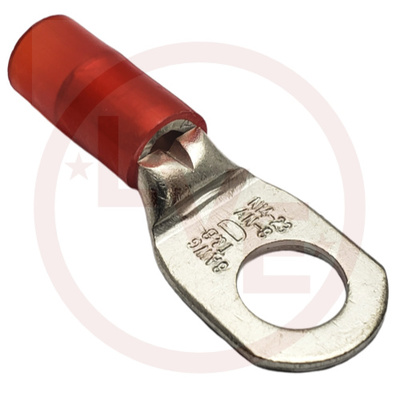 TERMINAL RING 8AN 5/16" STUD NYLON INSULATED RED TIN PLATED