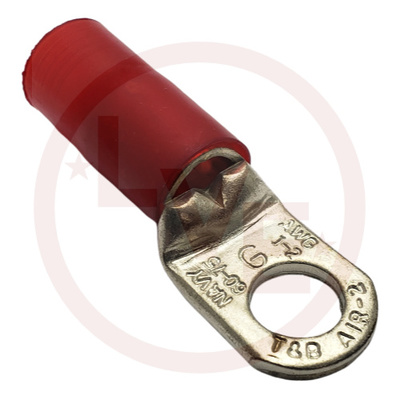 TERMINAL RING 2AN AWG 3/8" STUD NYLON INSULATED RED TIN PLATED