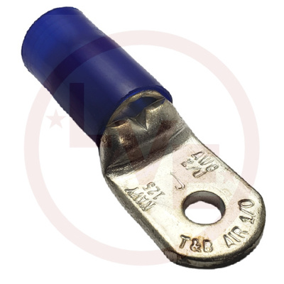 TERMINAL RING 1/0AN AWG 1/4&quot; STUD NYLON INSULATED BLUE TIN PLATED