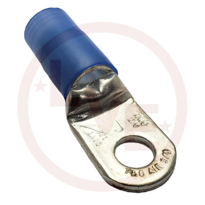 TERMINAL RING 1/0AN AWG 3/8" STUD NYLON INSULATED BLUE TIN PLATED