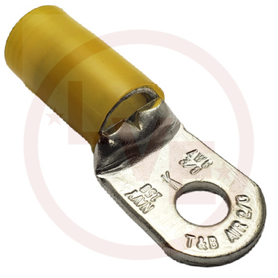TERMINAL RING 2/0AN AWG 3/8" STUD NYLON INSULATED YELLOW TIN PLATED