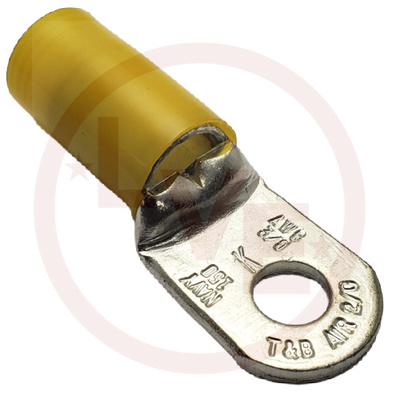 TERMINAL RING 2/0AN AWG 3/8&quot; STUD NYLON INSULATED YELLOW TIN PLATED