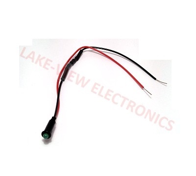 INDICATOR 14V GREEN LED 6&quot; LEADS