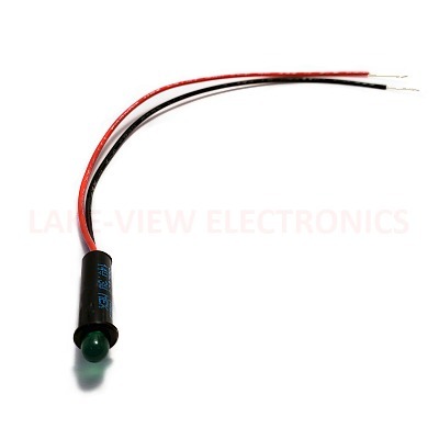 INDICATOR 14V GREEN LED 6" LEADS