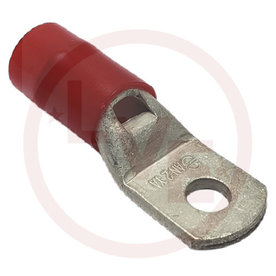TERMINAL RING 2 AWG 1/4&quot; STUD RED NYLON TP